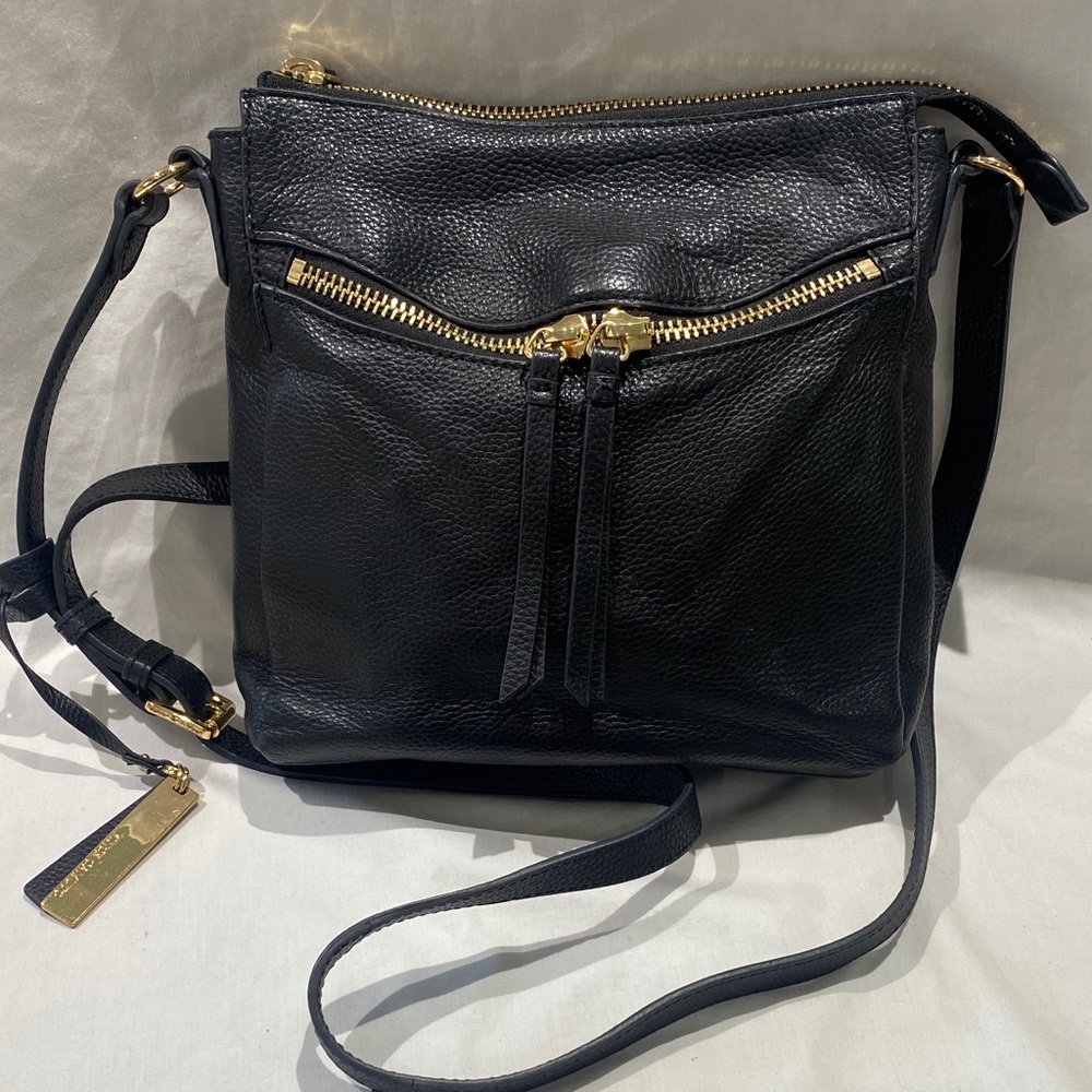 Vince Camuto Black Leather Crossbody with Gold Hardware